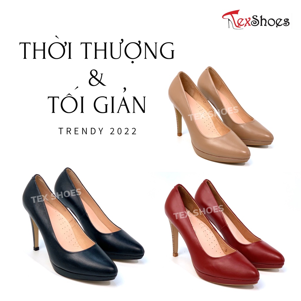 Giày công sở nữ VNXK đế đúp cao 8cm gót mảnh, giày cao gót nữ hack dáng TEX SHOES