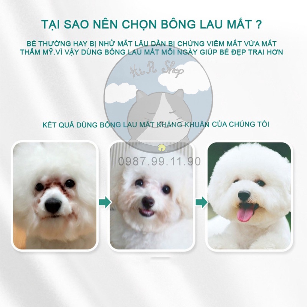 Set 200 Khăn Bông Vệ Sinh Mắt Và Tai Cho Chó Mèo Hộp 200 Cái Dành Cho Thú Cưng