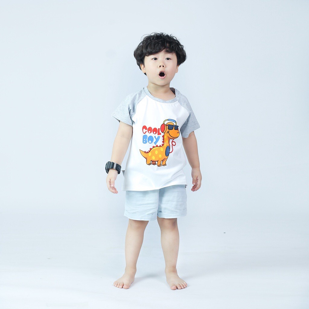 Áo thun bé trai bé gái BabyloveGo in hình khủng long chất liệu cotton sợi thoáng mát