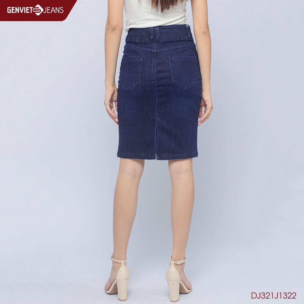 Chân Váy Jeans Nữ Dáng A Ôm Juyp Nữ Công Sở Genviet Chất Bò Mềm Thoải Mái Tiêu Chuẩn Quốc Tế DJ321J1322