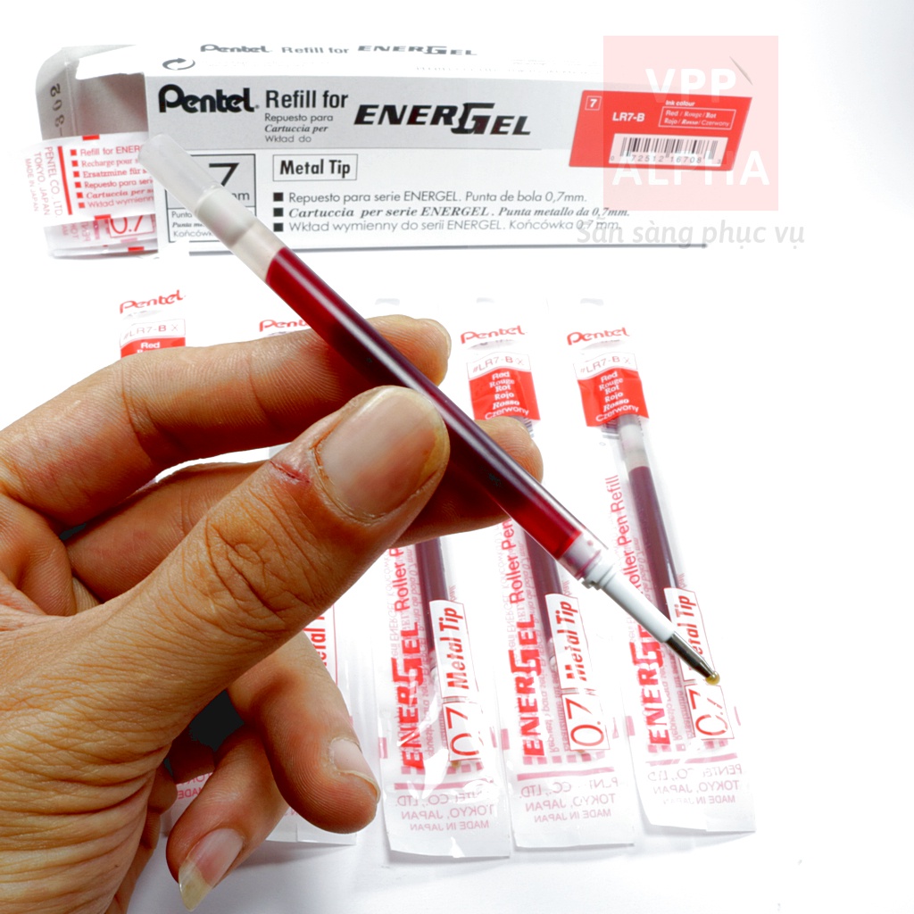 Hộp 12 chiếc ruột bút Pentel energel, ngòi bút gel mực xanh/ đỏ/ đen nét 0.5/ 0.7/ 1.0mm
