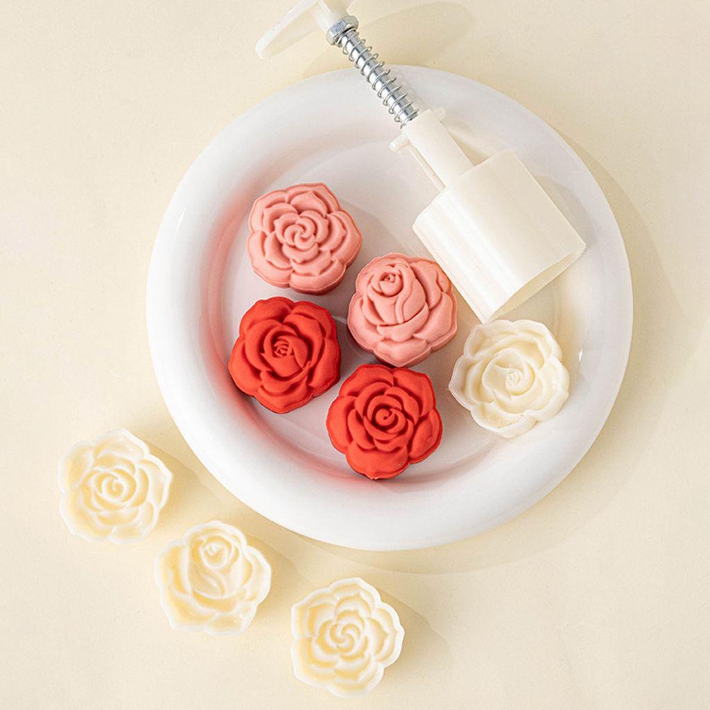 AUGUSTINA Khuôn Nhấn Làm Bánh Trung Thu Hình Hoa Hồng 3D Sáng Tạo DIY