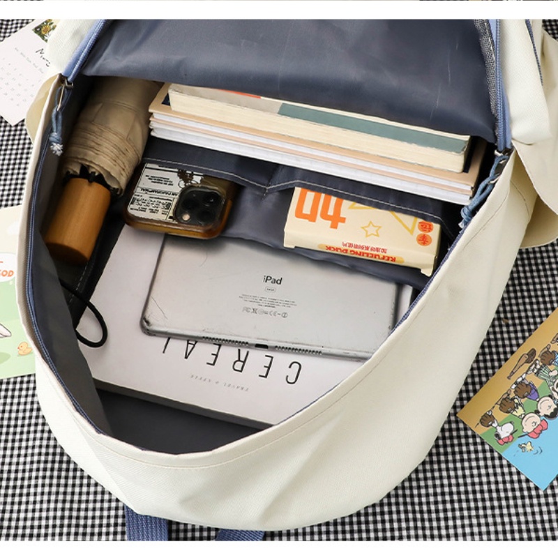 Ba lô học sinh IELGY cỡ lớn màu sắc tương phản phong cách harajuku