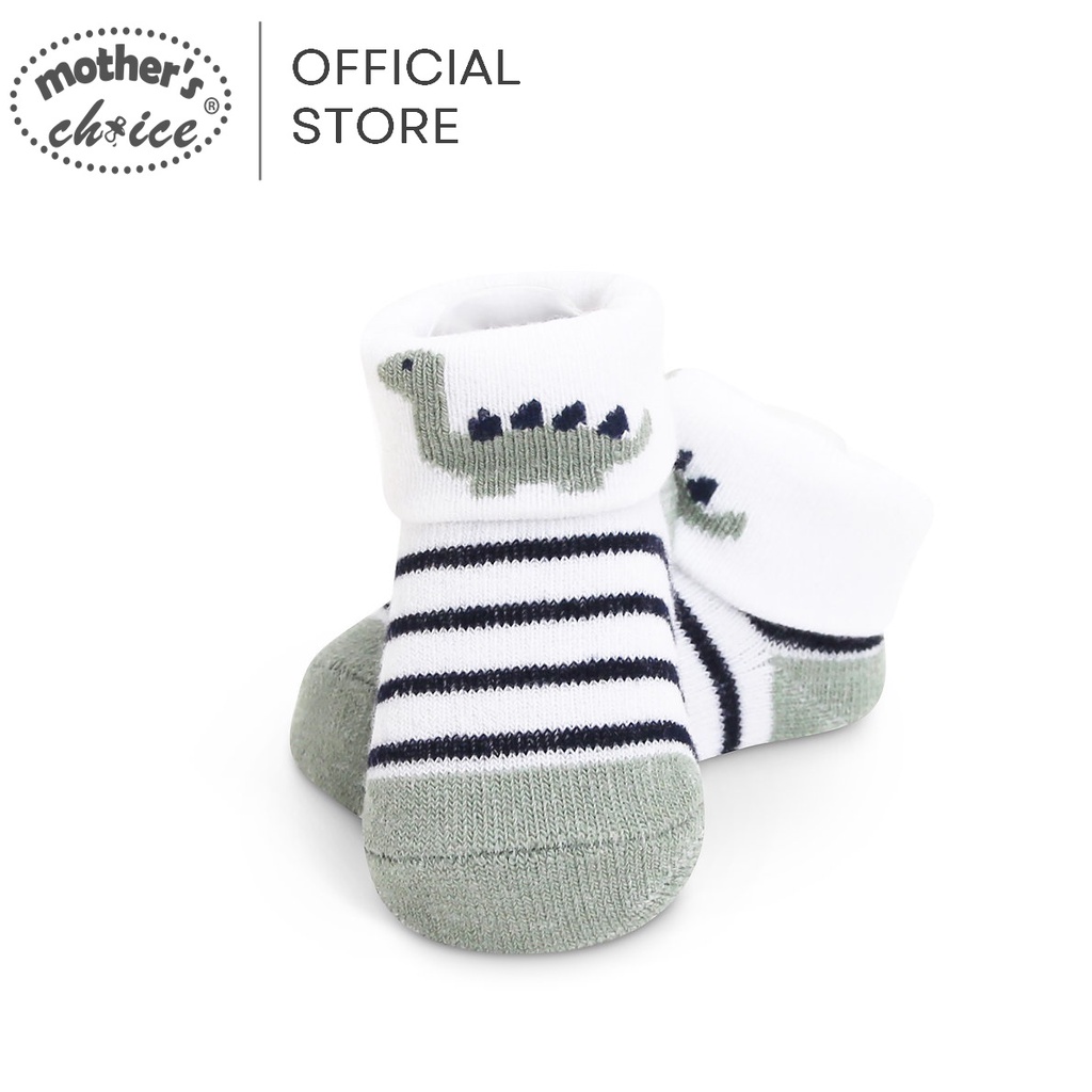 Hộp tất cho bé sơ sinh hộp đơn họa tiết khủng long Mother's Choice - chất liệu co giãn, mềm mại cho bé size 0-6M IT3943