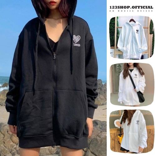 Áo khoác hoodie chống nắng 123SHOP dành cho nam nữ Thuê Trái Tim, Nỉ ngoại form rộng Có Dây Kéo unisex ulzzang