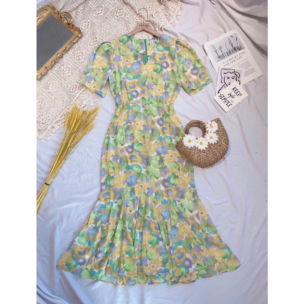 Đầm Maxi C.A.T.I Lụa Hoa - Hình xuất dư 100%