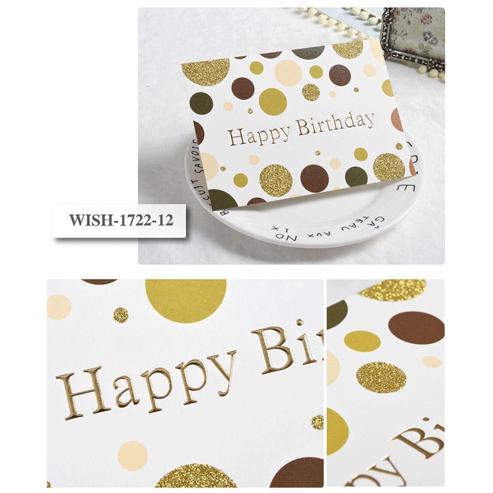YNATURAL Thiệp Chúc Mừng Sinh Nhật Dập Nổi Màu Đồng Thiết Kế Đơn Giản Nhiều Kiểu Dáng