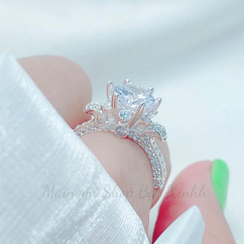 Nhẫn nữ đài hoa cao viền lá cong 2 bên MAINOMI mã kèm quà tặng, sang chảng thần thái
