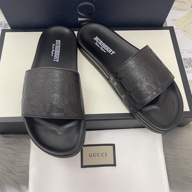 Dép quai ngang da PU con ngựa vàng kèm video mới ))) dép vàng da bò không in chữ