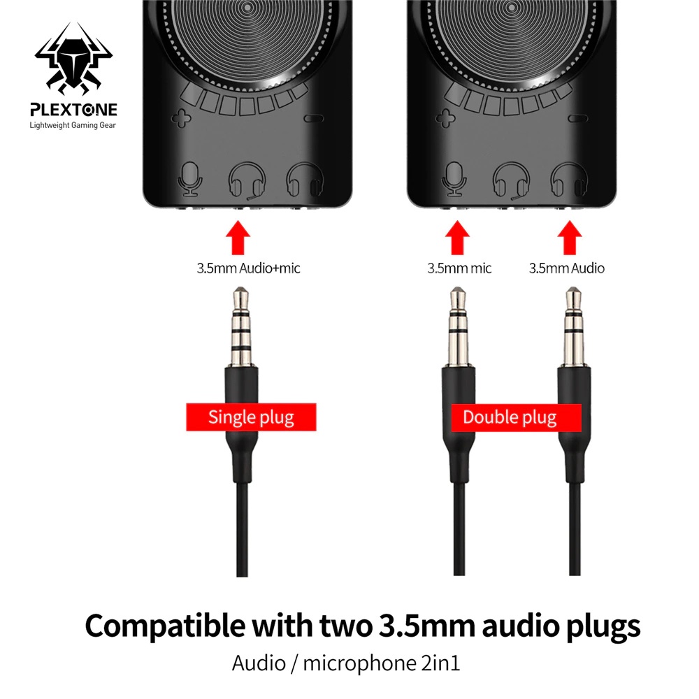 Sound Card 7.1 Plextone GS3 card âm thanh gaming usb sang 3.5mm cổng mic rời chơi PUBG FREE FIRE Liên Quân