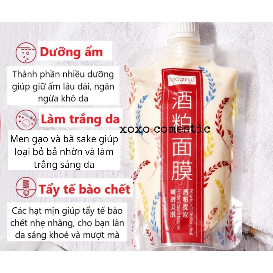 Mặt nạ FEOTZNW WINE CELLAR có thành phần men gạo và bả sake giúp da trắng sáng, mịn màng