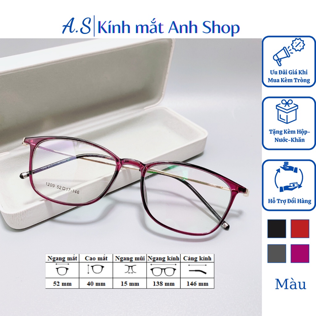 Gọng kính tròn bầu chất liệu nhựa dẻo kết hợp kim loại 1209