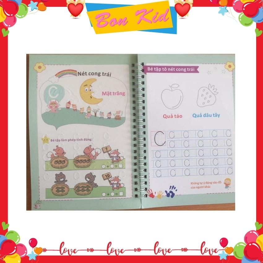 Sét Bộ 3 Đồ Chơi Giáo Dục Tập Viết Chữ, Số, Nét Cơ Bản Tự Xóa Bay Màu