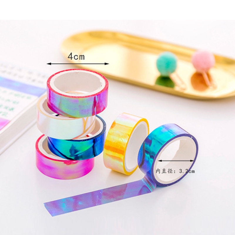 Băng Keo Laser Nhiều Màu Chống Thấm Nước Trang Trí Sổ Tay Sáng Tạo