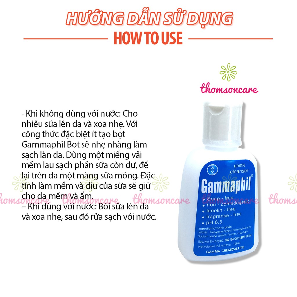 Sữa rửa mặt Gammaphil Cho da nhờn, da khô, da nhạy cảm 125ml - srm trung tính dịu nhẹ không xà phòng