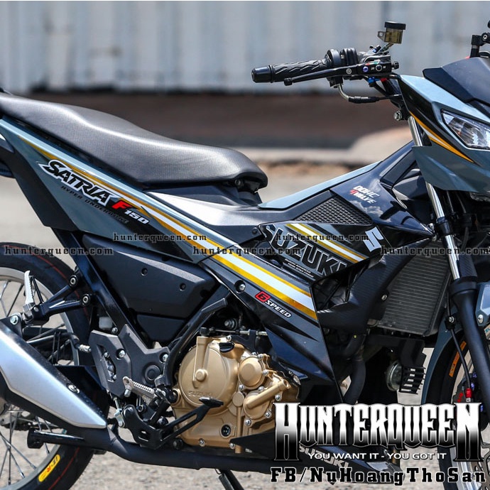 Tem rời cao cấp, ghép sọc vàng CROM, dán xe màu đen xám xi măng