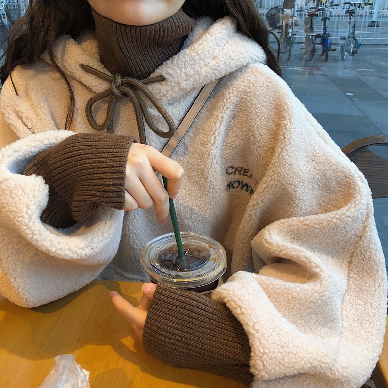 Áo Hoodie Dài Tay Giả Hai Lớp Phong Cách Preppy