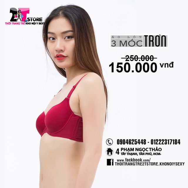 Áo Nâng Ngực Cotton 3 Móc Trơn (Đỏ)