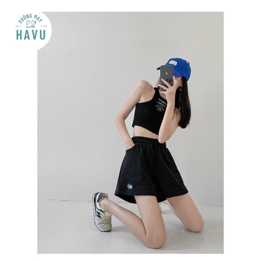 Quần short af cạp chun unisex - Sooc đùi mặc ở nhà đi ngủ ống rộng chất thun mỏng mát ulzzang 5.0 19 Đánh Giá