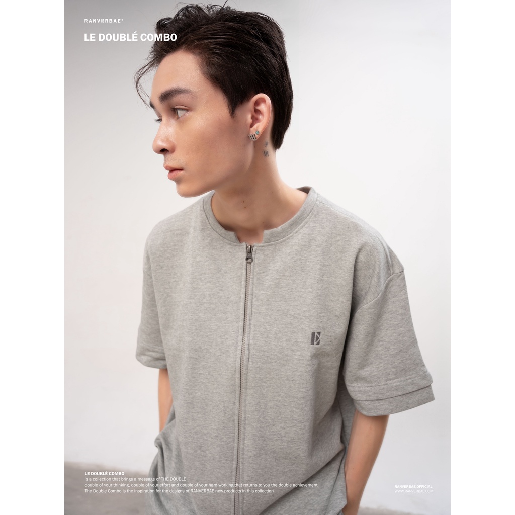 Áo Kéo Khoá RVB DOUBLÉ SLEEVE Xám