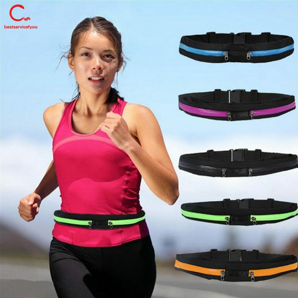 Dual Pocket Running Belt Adjustable Waist Bag for Sports Fitness Mobile Phones