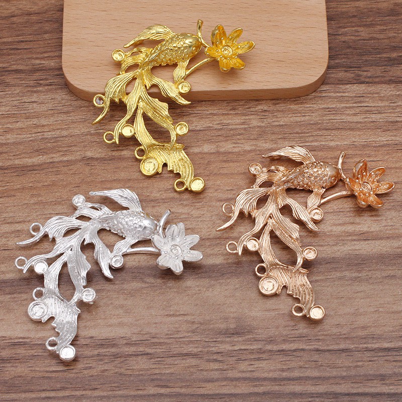 1 phiến đúc cá chép 63*48mm nguyên liệu làm trâm làm trang sức cổ trang cosplay cổ phục có màu KC