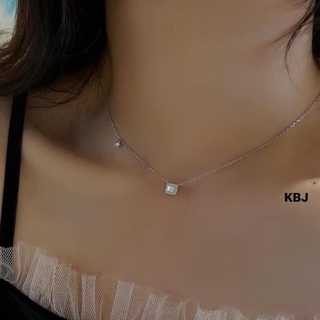 DÂY CHUYỀN MẶT ĐÁ VUÔNG LIỀN SANG CHẢNH - TRANG SỨC BẠC S925