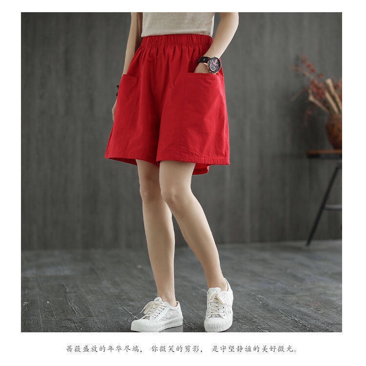 Quần Short cotton Ống Rộng Lưng Cao Thời Trang Mùa Hè Mới Cho Nữ