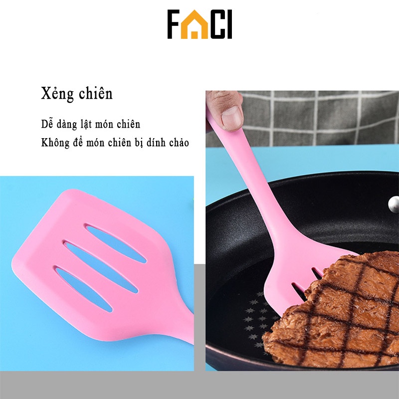 Bộ dụng cụ nhà bếp, nấu ăn làm bánh silicon 5 món chịu nhiệt tiện dụng FACI_Official BLB-F