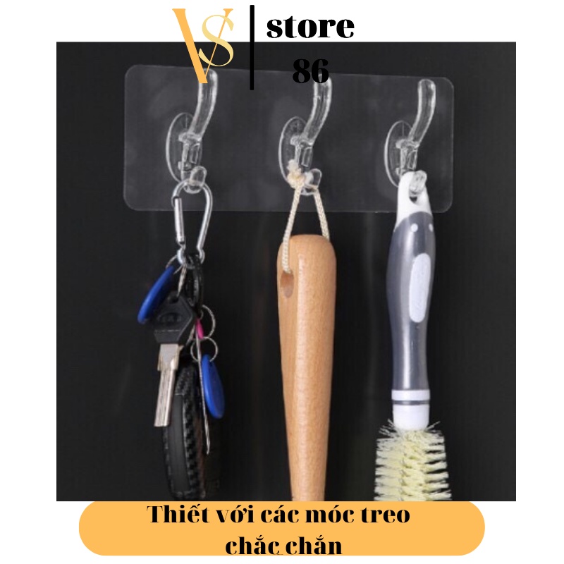 Móc Dán Tường 6 Móc Thanh Dài(Nhựa Trong/Hoạ Tiết 3D