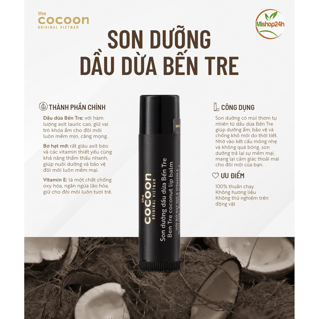 Son Dưỡng Môi Dầu Dừa Bến Tre COCCOON 5g