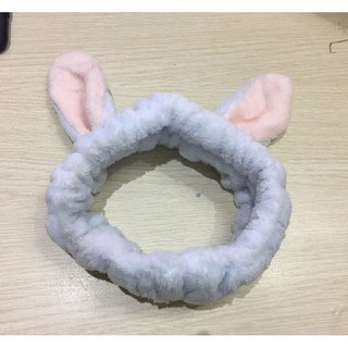 Băng đô tai thỏ xanh siêu dày mịn