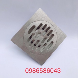phễu thoát sàn chống hôi inox304 mờ, phễu thoát nước, phễu thu sàn, mặt 10x10cm phi 60, đúc nguyên khối