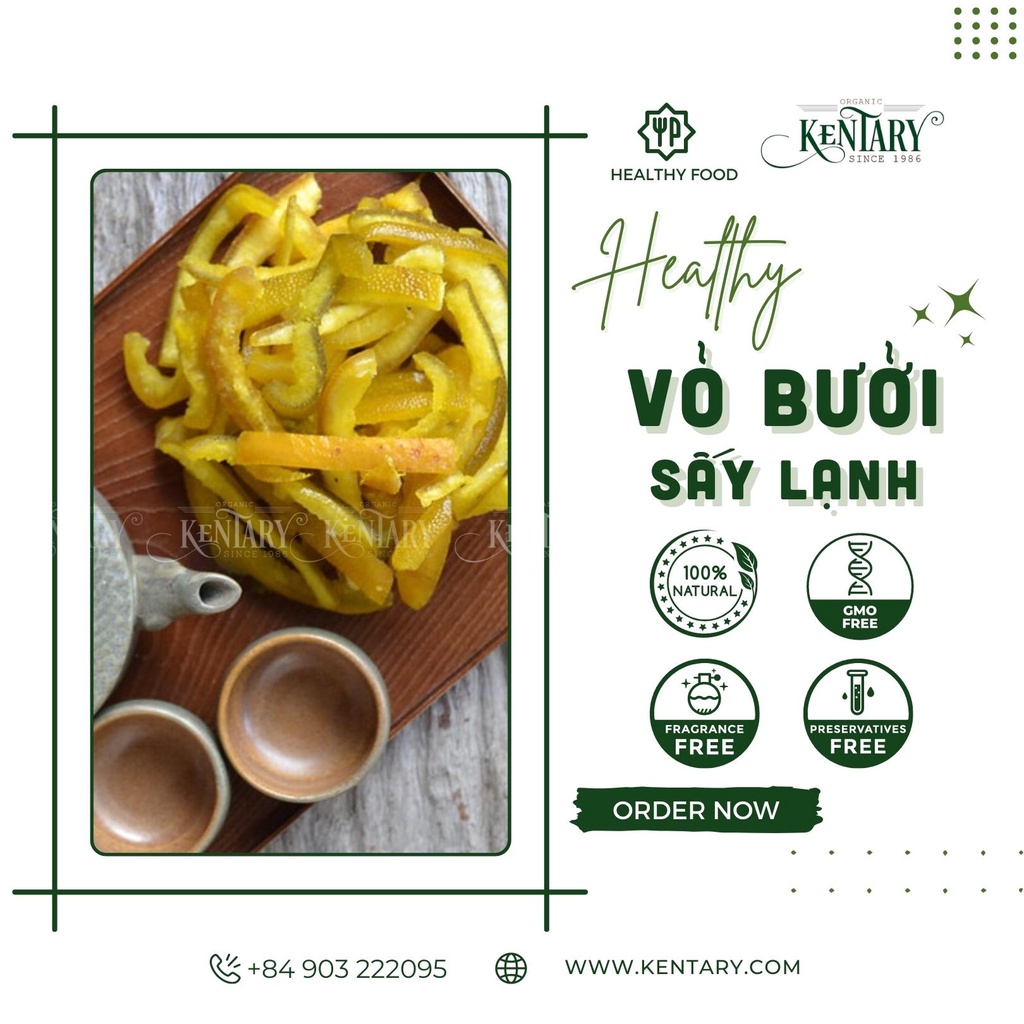 Vỏ Bưởi Sấy Lạnh Kentary - Vị Chua Chua Ngọt Ngọt - Ăn Vặt Healthy - Túi 100g