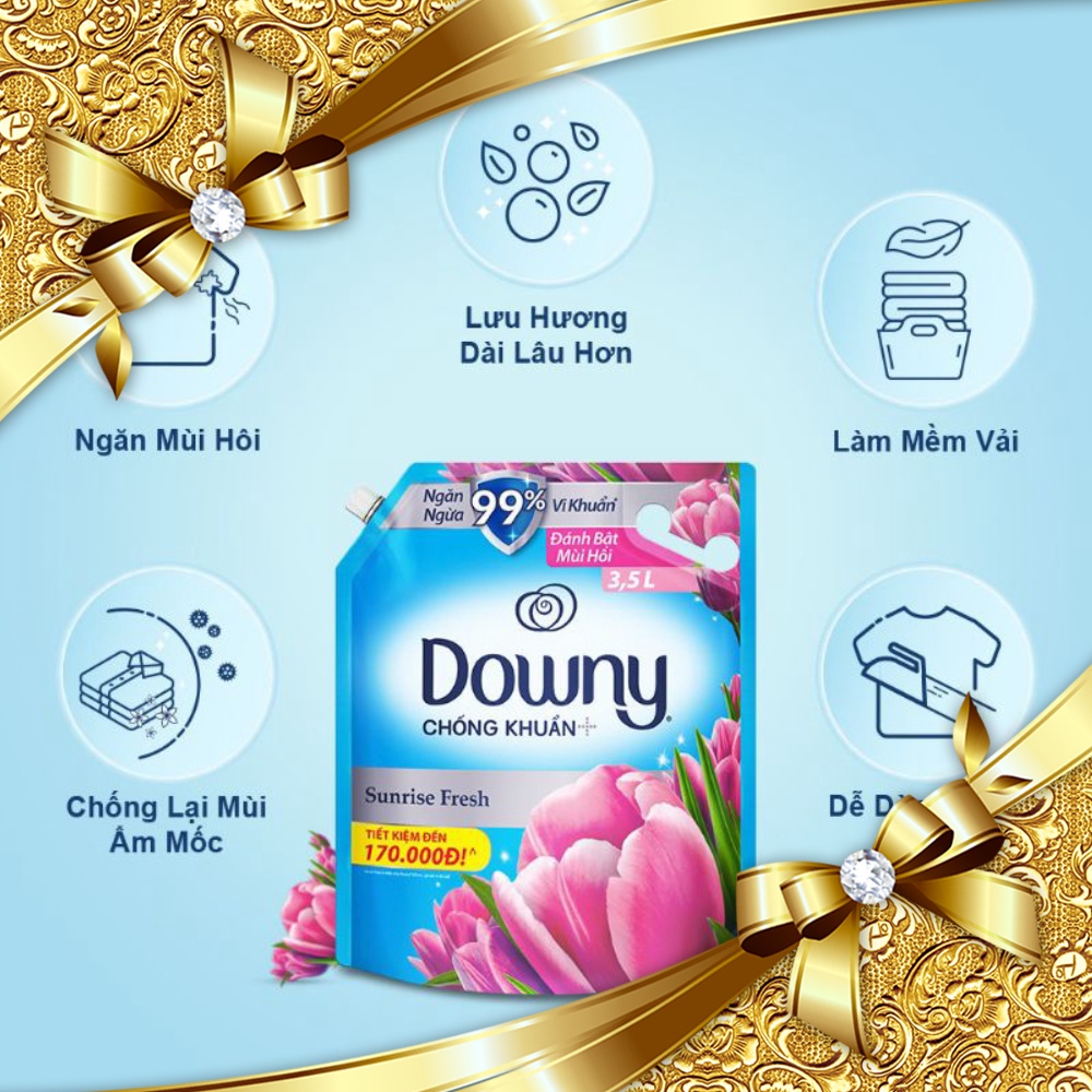 Nước Xả Vải Downy Hương Nắng Mai Túi 2,2l.