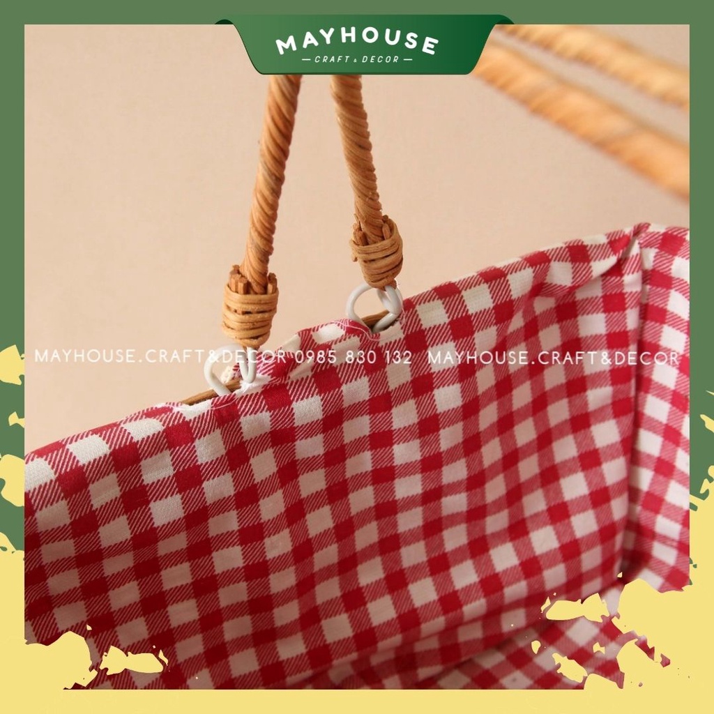 Giỏ Mây Picnic, kèm lót, Giá Rẻ T12, XƯỞNG MAYHOUSE, Đan Kỹ Bền, Giỏ Mây Phụ kiện Chụp ảnh Decor trang trí nhà | BigBuy360 - bigbuy360.vn