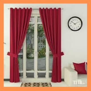 Rèm Cửa Đẹp Cao Cấp Màu Đỏ Đô Vải Thô Nhiều Size, có sẵn