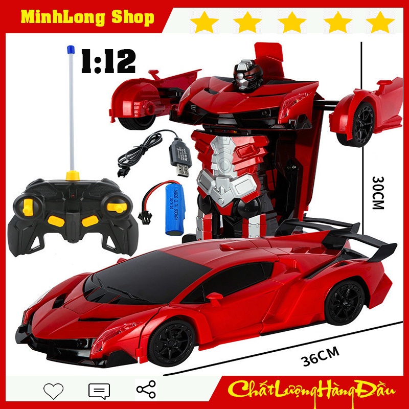 Ô tô điều khiển từ xa biến hình thành robot có sạc pin tặng kèm pin AA điều khiển