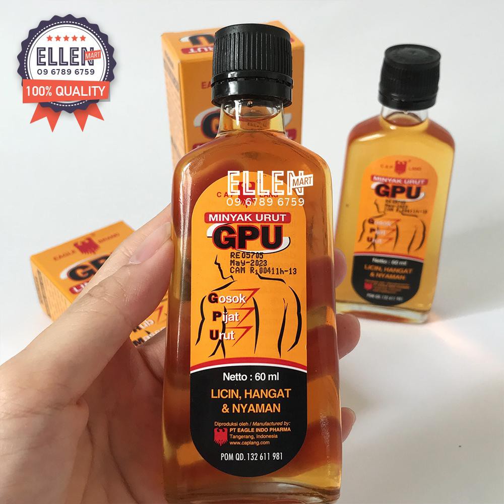 6 chai Dầu gừng xoa bóp GPU Liniment Oil Indonesia 60ml(Hương ấm và cay)