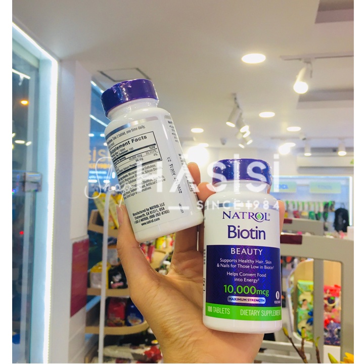 Viên Uống Hỗ Trợ Mọc Tóc, Chống Rụng Tóc NATROL  Biotin Beauty 10000mcg Maximum Strength 100 Tablets