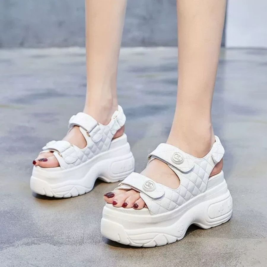 GIÀY SANDAL ĐẾ GỒ QUAI DÁN HÀNG XỊN FULLBOX,SANDAL ĐẾ CAO 7CM SIÊU XINH✨✨✨✨