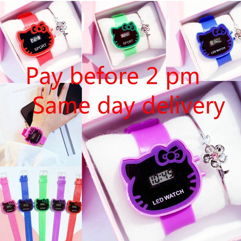 Đồng Hồ Điện Tử Hình Hello Kitty Dành Cho Bé