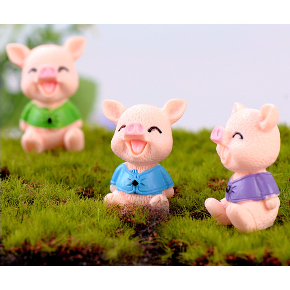 Mô hình 06 chú lợn con màu hồng cho các bạn làm móc chìa khóa, trang trí tiểu cảnh