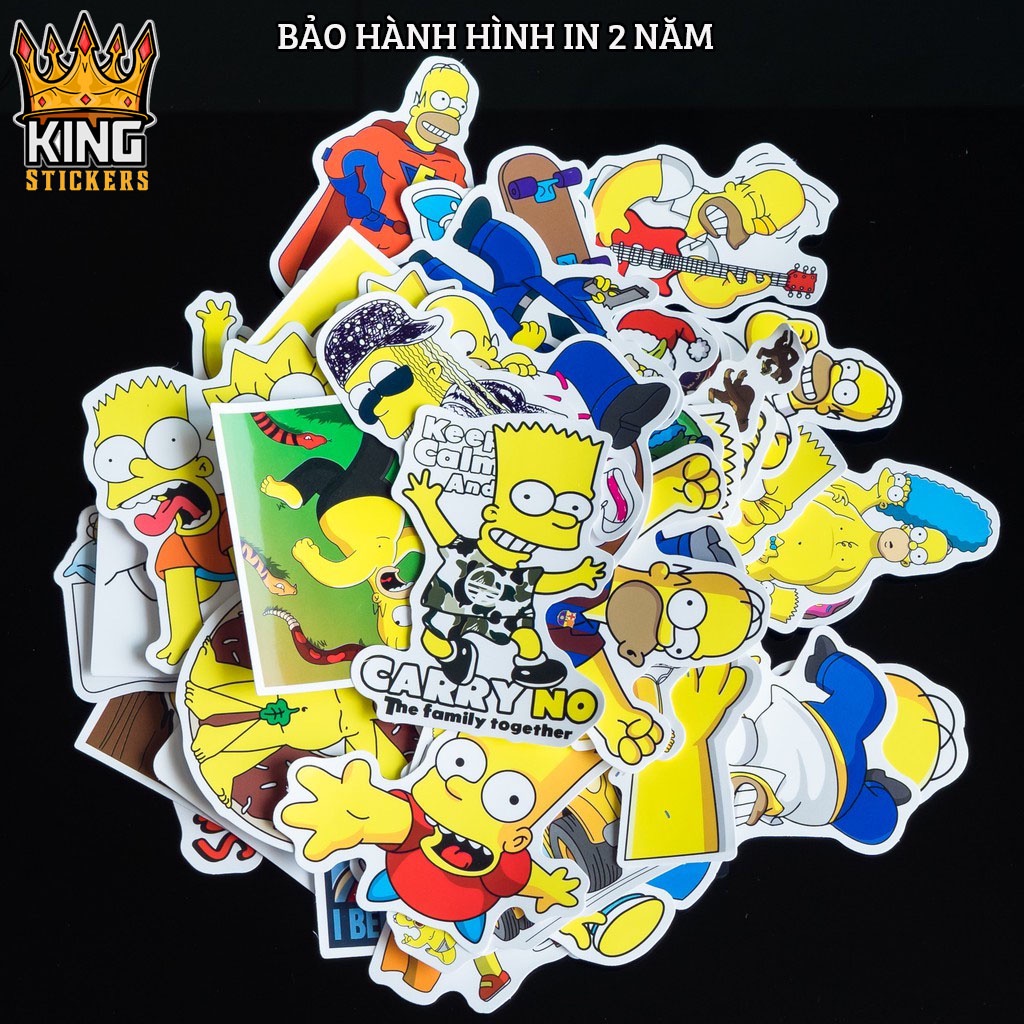 50 Hình Sticker Simpson chống nước, dán mũ bảo hiểm, trang trí laptop, vali, phụ kiện KINGSTICKER