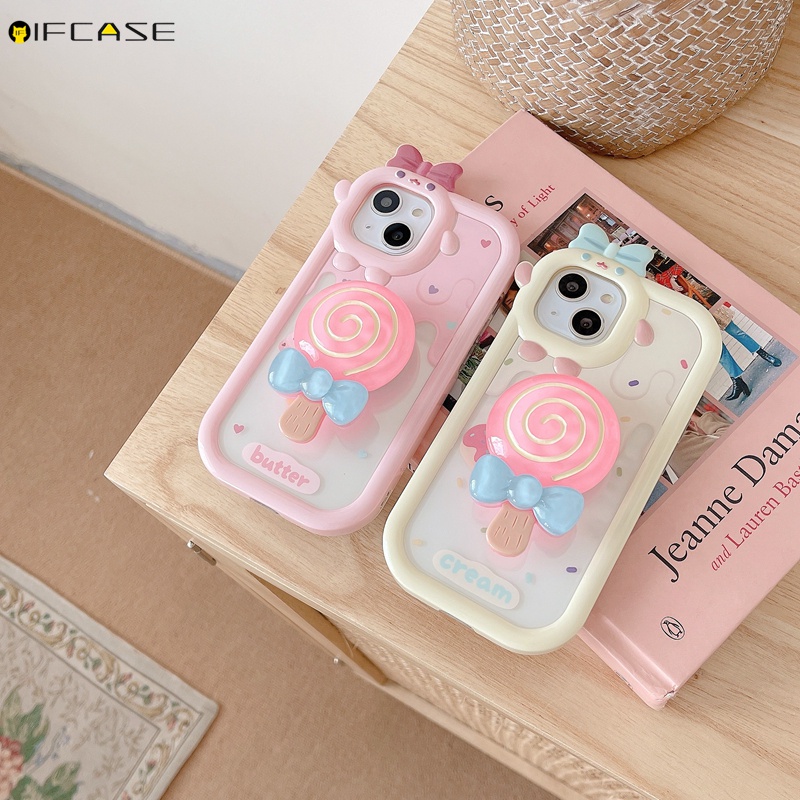 Ốp Điện Thoại Mềm Trong Suốt Chống Sốc In Hình Kẹo Lollipop Kèm Giá Đỡ Cho iPhone 13 12 11 Pro Max
