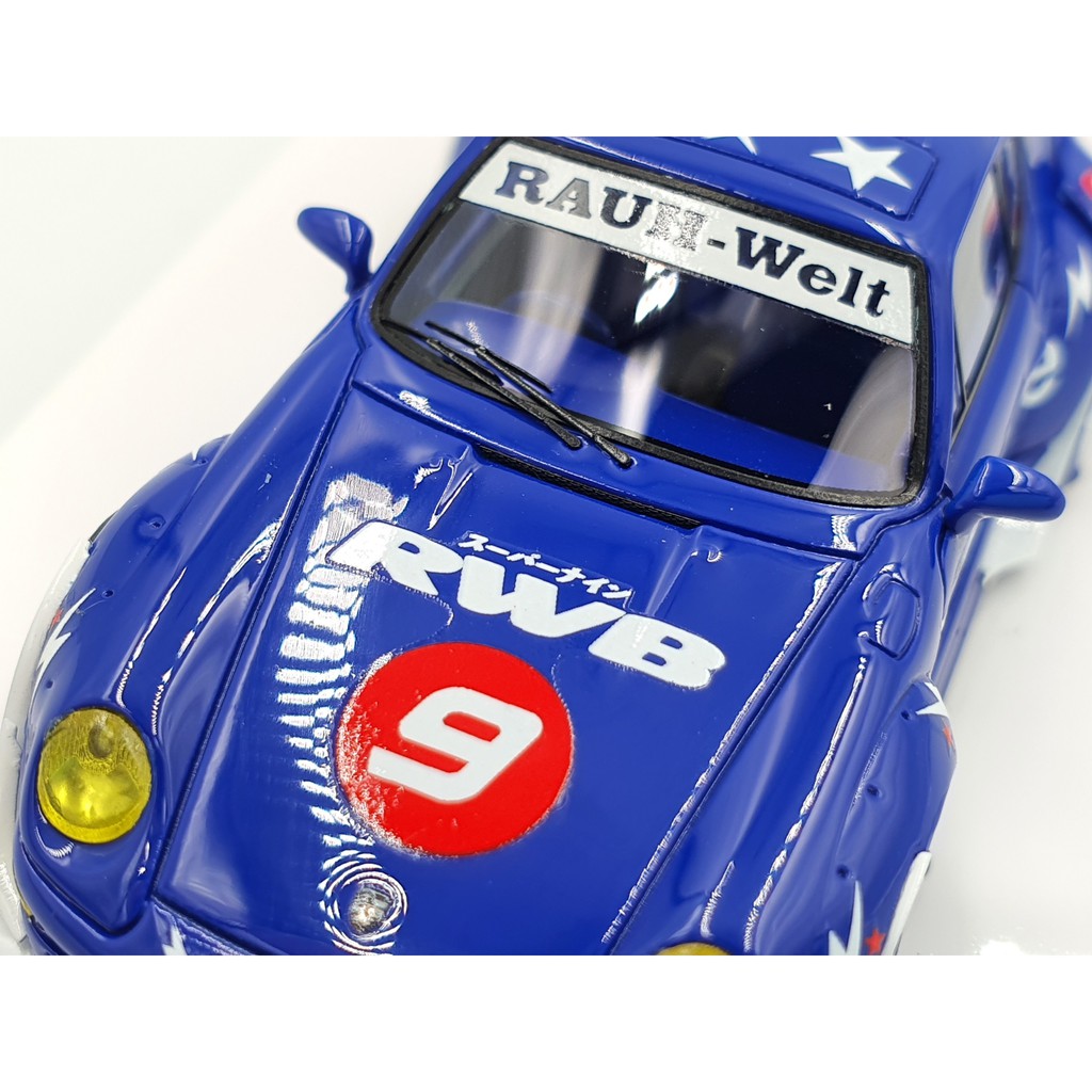 Xe Mô Hình Porsche 911(993) RWB &quot; Super Nine&quot; ver.2 Tỉ lệ 1:64 Hãng sản xuất Fuelme ( Xanh )