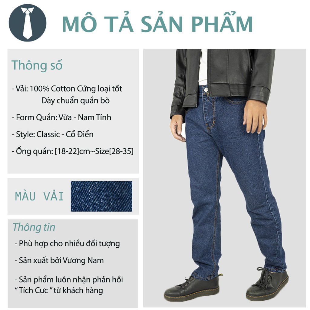 Quần jean nam trung niên ống suông cao cấp CÓ SIZE LỚN TỪ 50KG ĐẾN 100KG - VƯƠNG NAM xịn