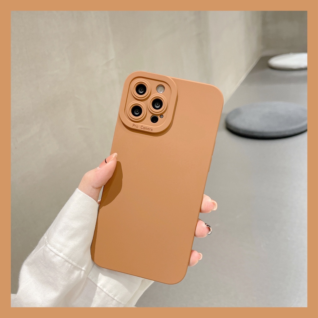 Ốp điện thoại mềm màu nâu / hồng đơn giản thích hợp cho Iphone 12 Pro Max 11 Pro Max Xs Max Xr X 7plus Ins13 Proamx