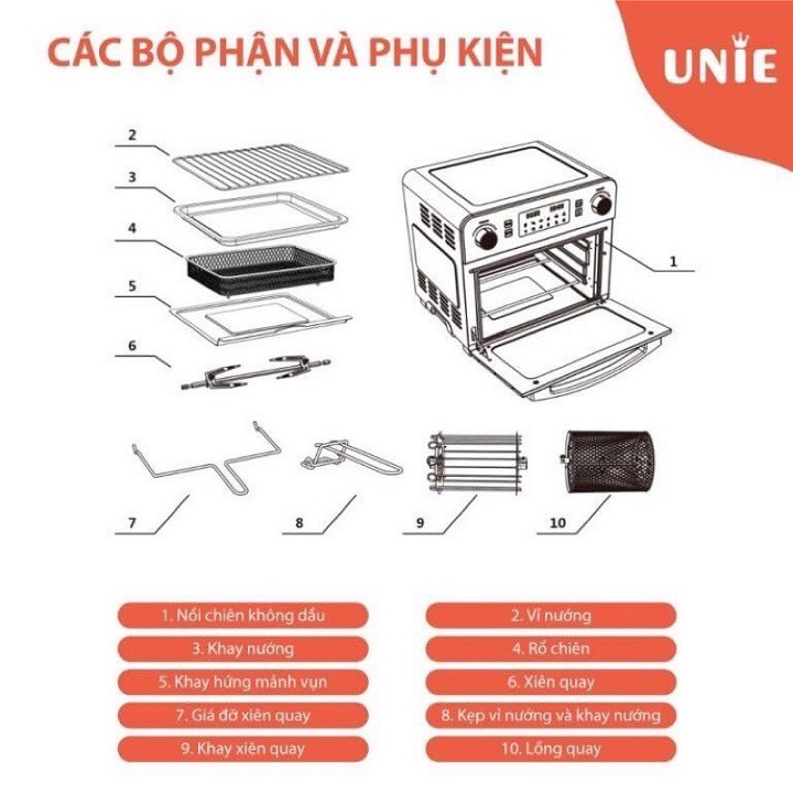 [Mã ELHADEV giảm 4% đơn 300K] Lò nướng kiêm nồi chiên không dầu Unie Q36 - Hàng chính hãng