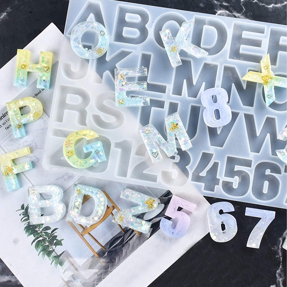 Khuôn silica gel làm mặt móc khóa resin hình chữ cái/ chữ số handmade tiện lợi
